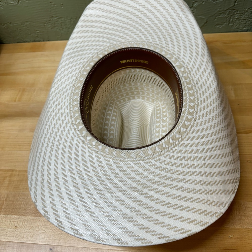 Cowboy’s Custom Greeley Hat Works Straw Rodeo American Hat Size 7 Long Oval - Picture 7 of 11